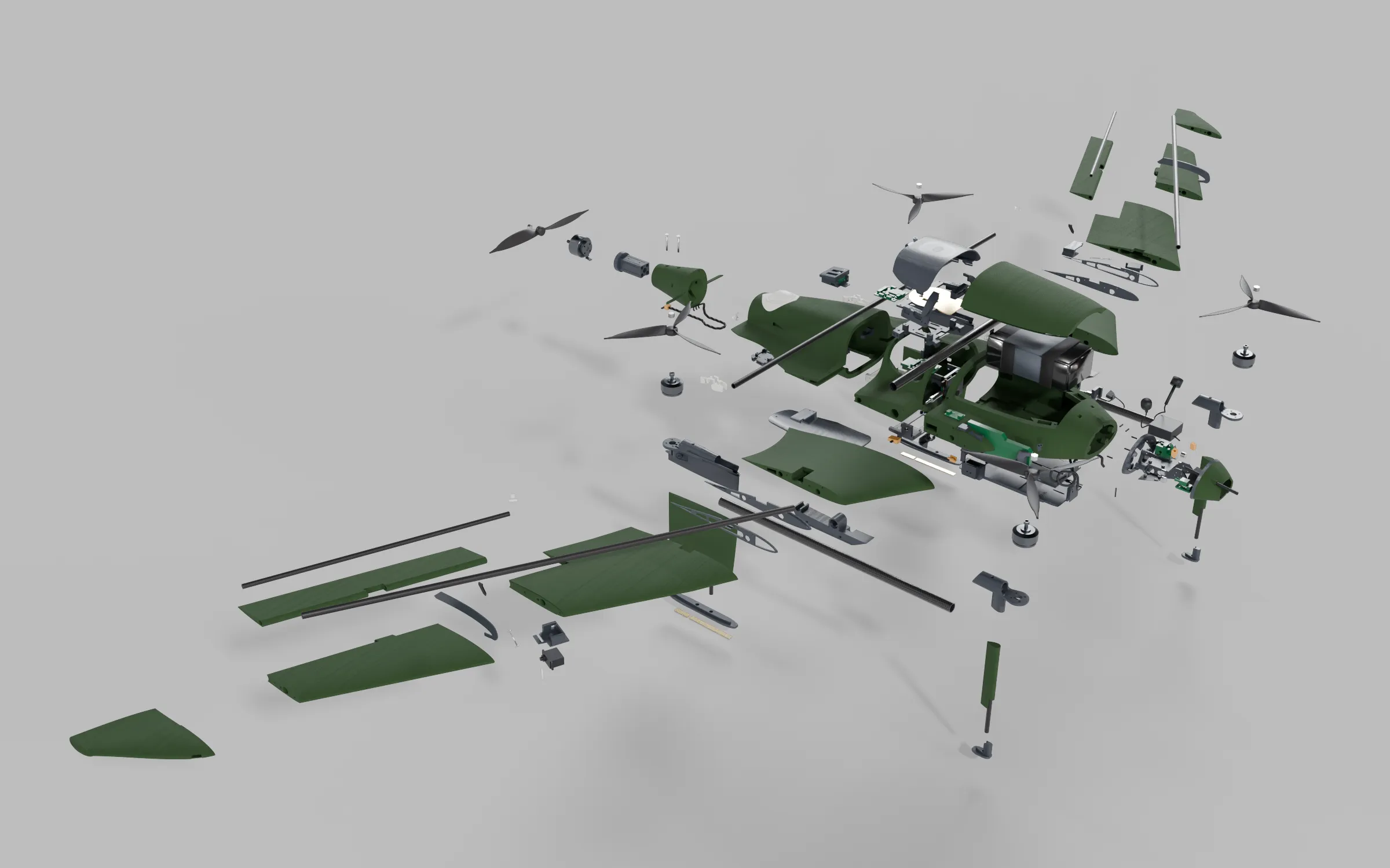 First build, exploded, green colourway