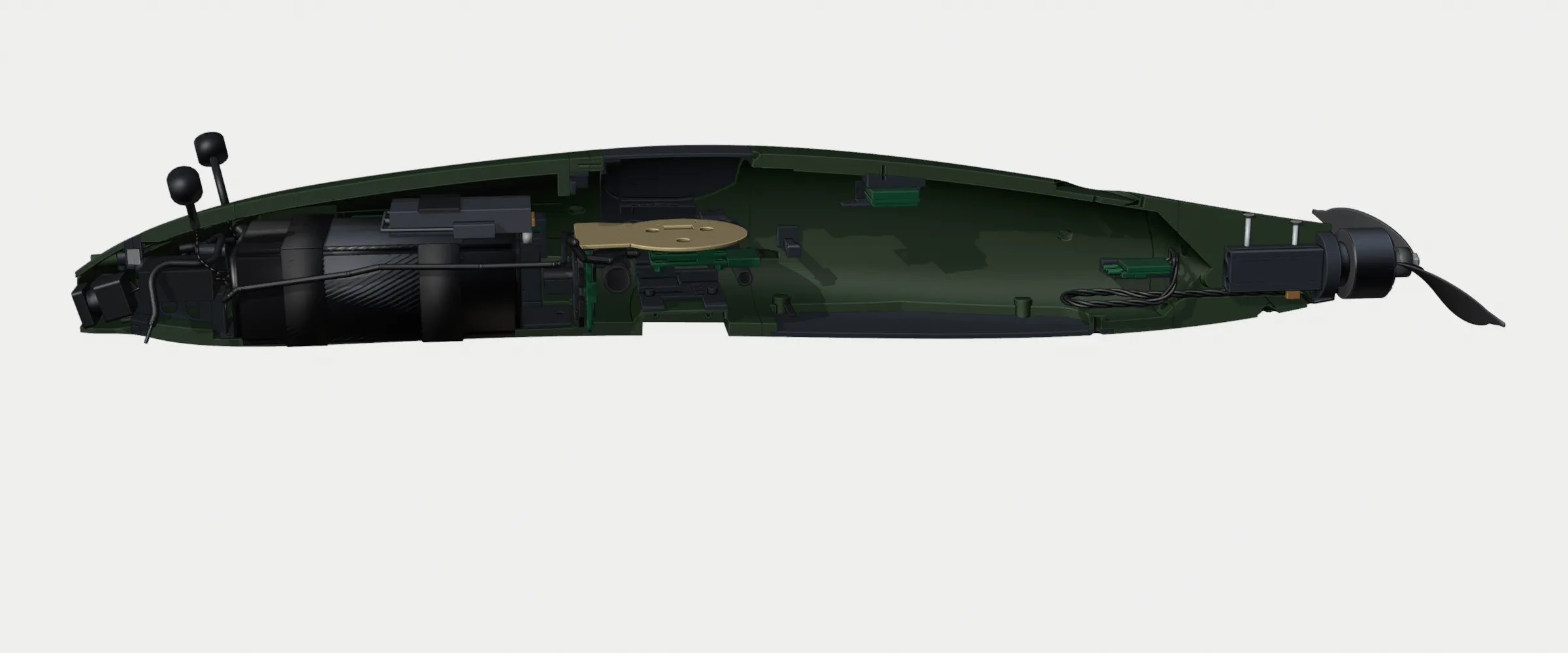 First build, cut away, green colourway
