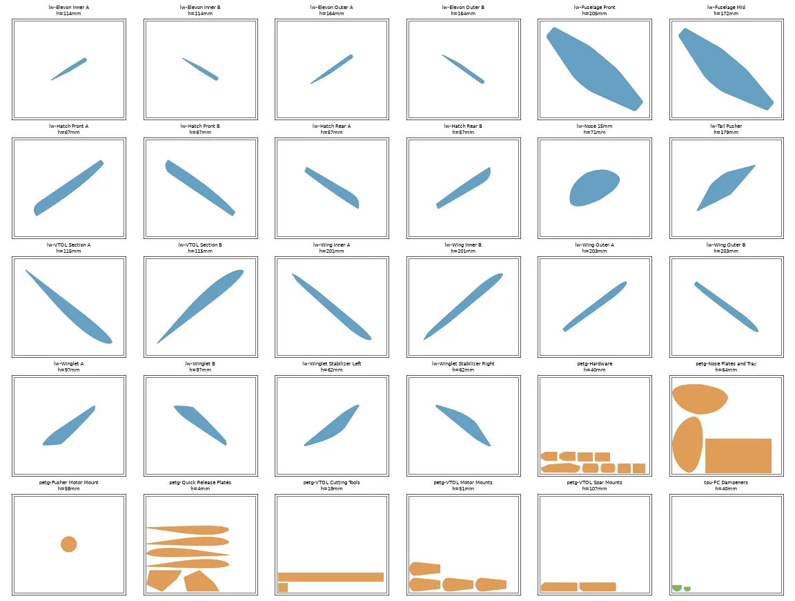 Top view of all 30 single-part plates as laid out by the slicing script