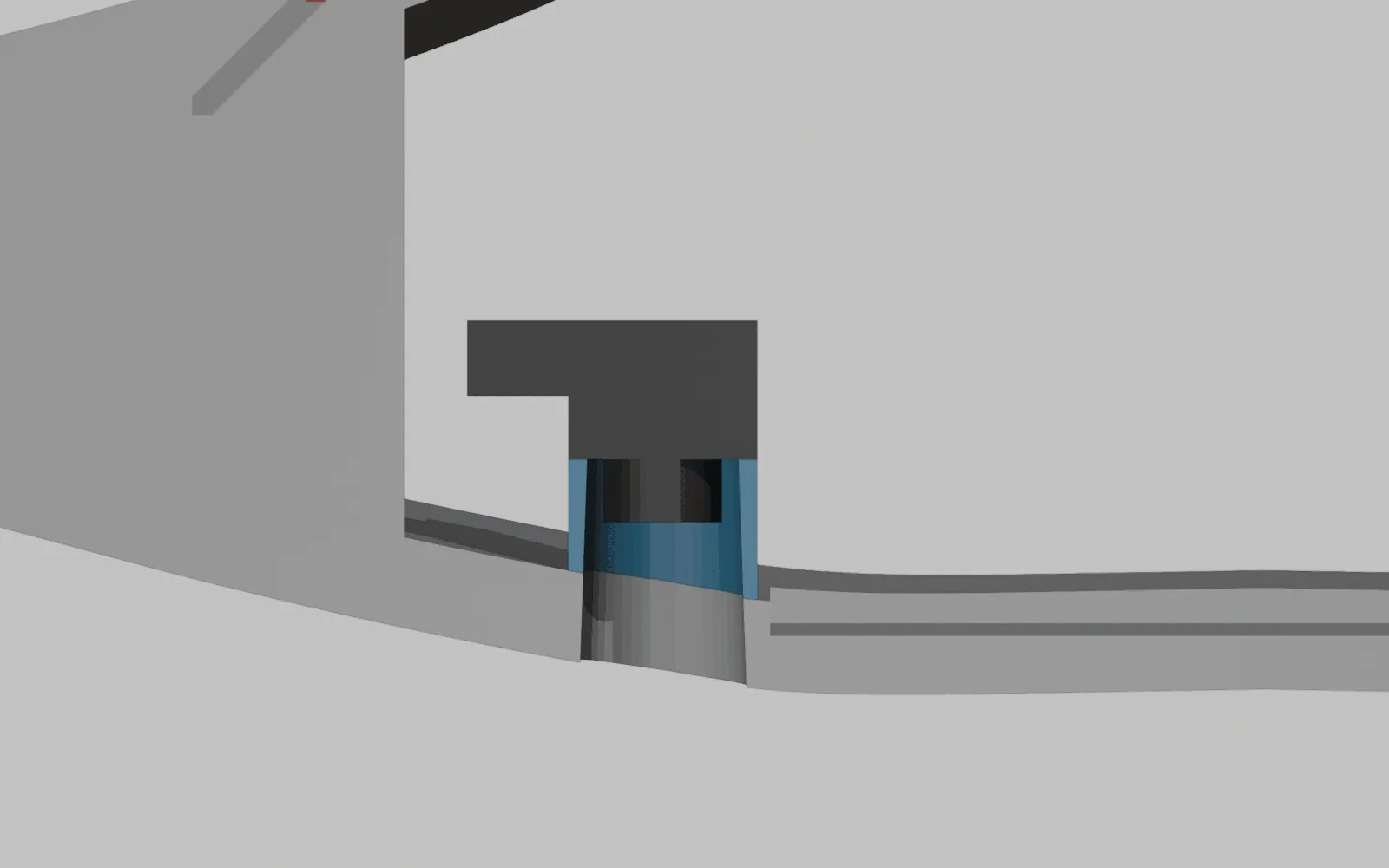 Withdrawn 2026-10-05, kept as a record: Section through the window at Y 225, looking aft: the sensor on its mount above the flared bore