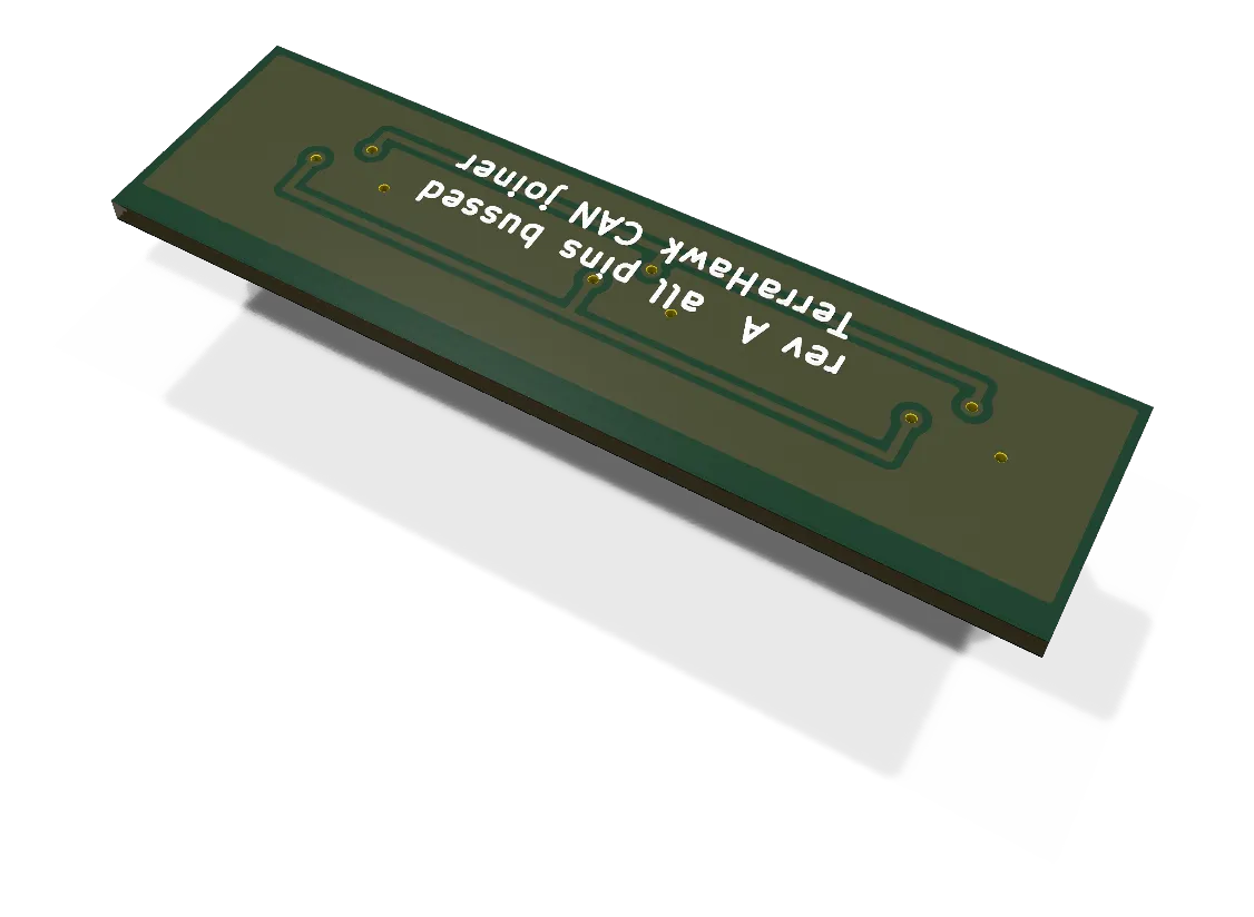 KiCad 3D render of the CAN joiner, bottom side.